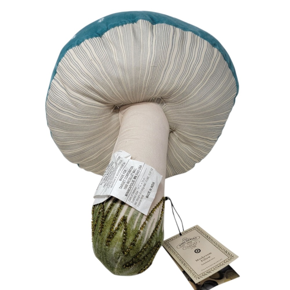 John Derian X Target 2024 Mushroom Pillow Blue Embellished Thanksgiving‎ New - Picture 8 of 9